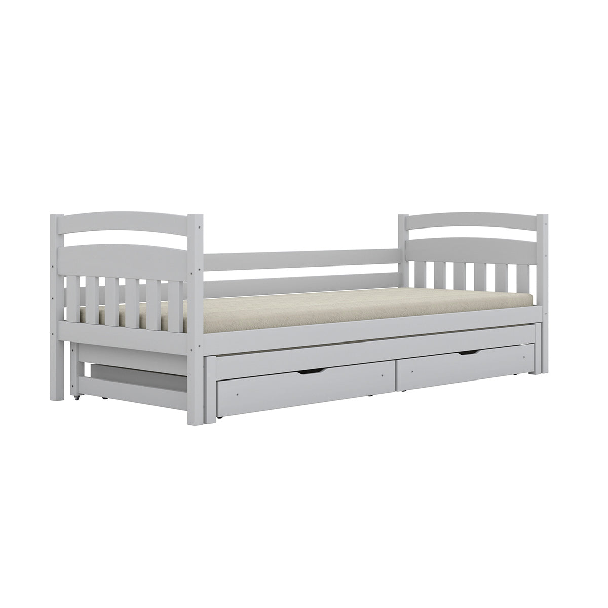Lit gigogne 90x200 sommiers et tiroirs inclus Tosia Blanc - vue 2