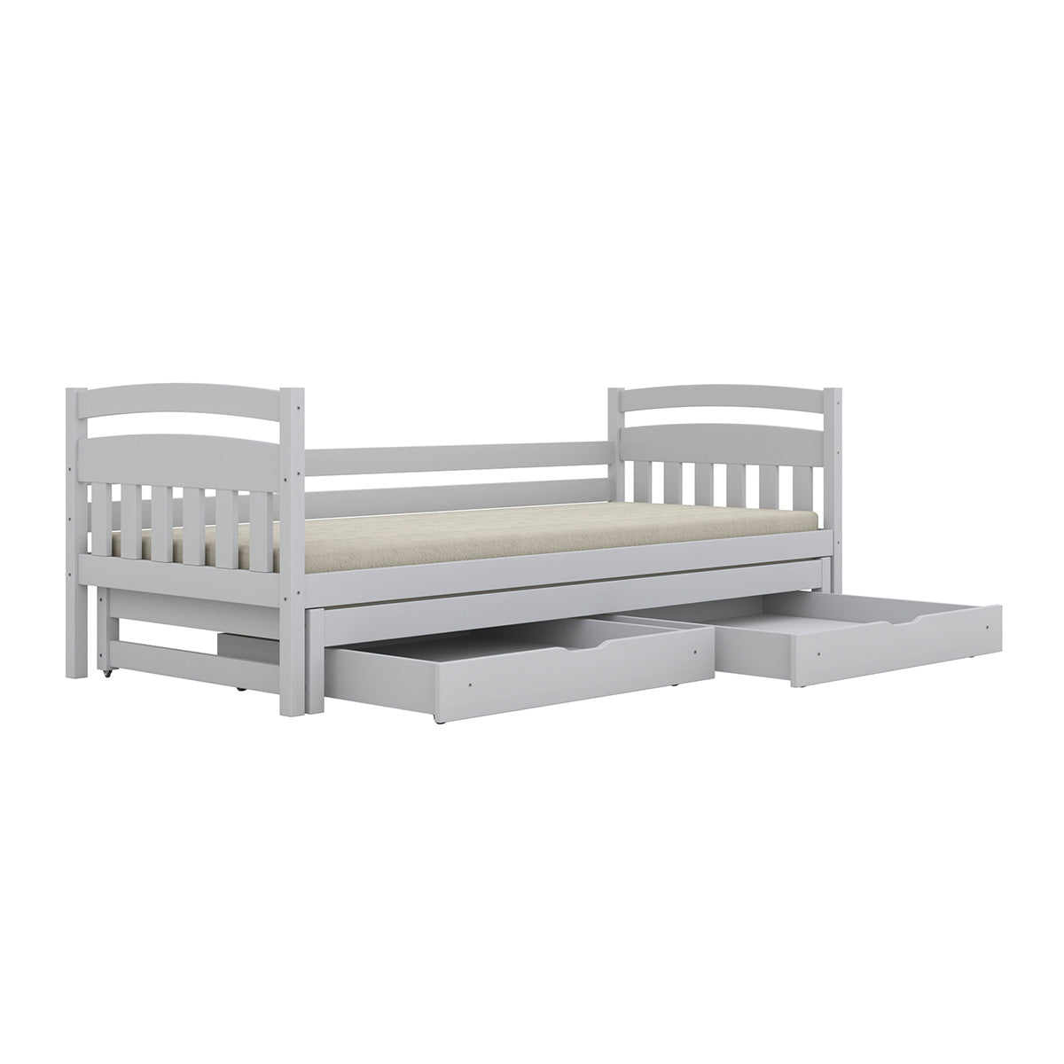 Lit gigogne 90x200 sommiers et tiroirs inclus Tosia Blanc - vue 4