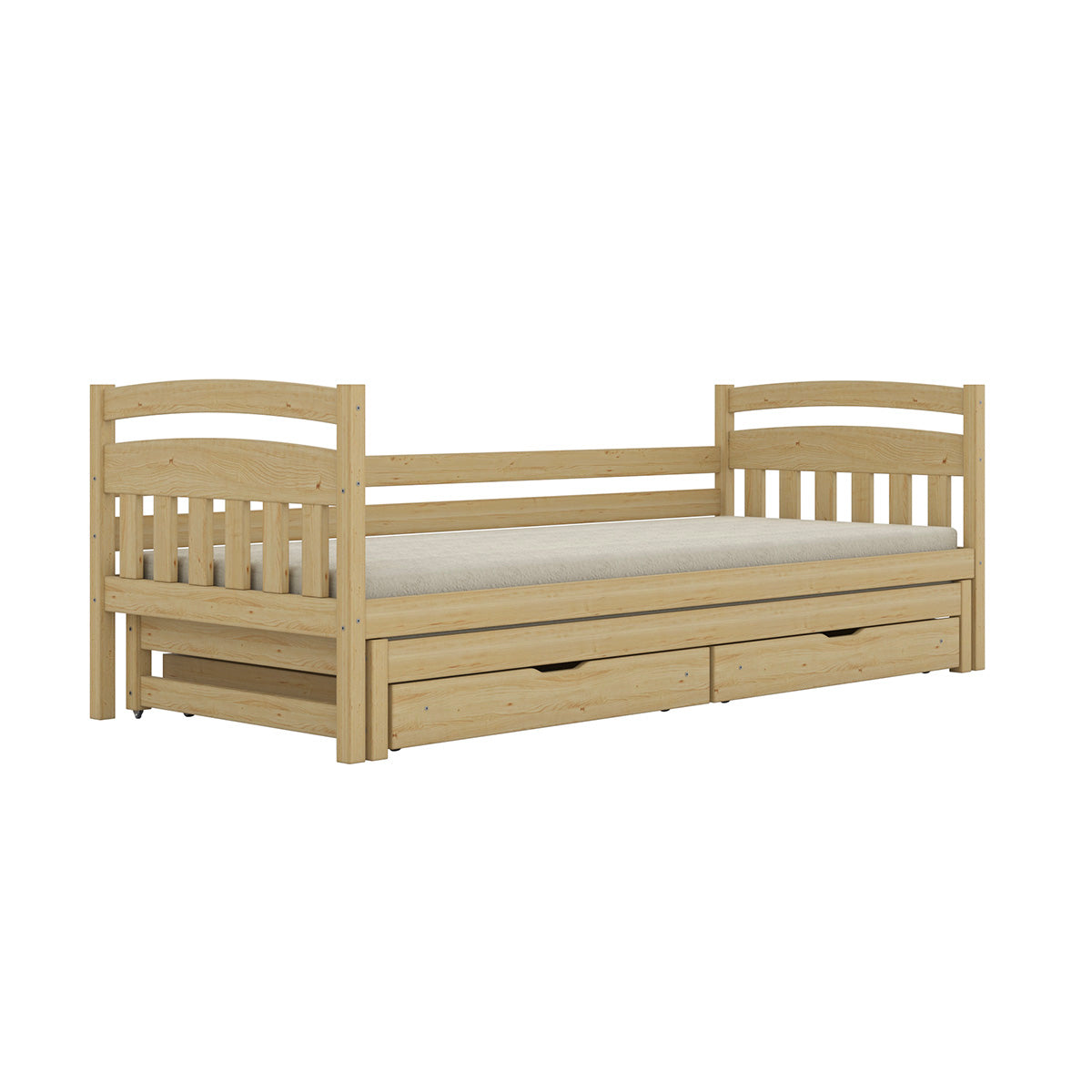 Lit gigogne 90x200 sommiers et tiroirs inclus Tosia Bois - vue 2