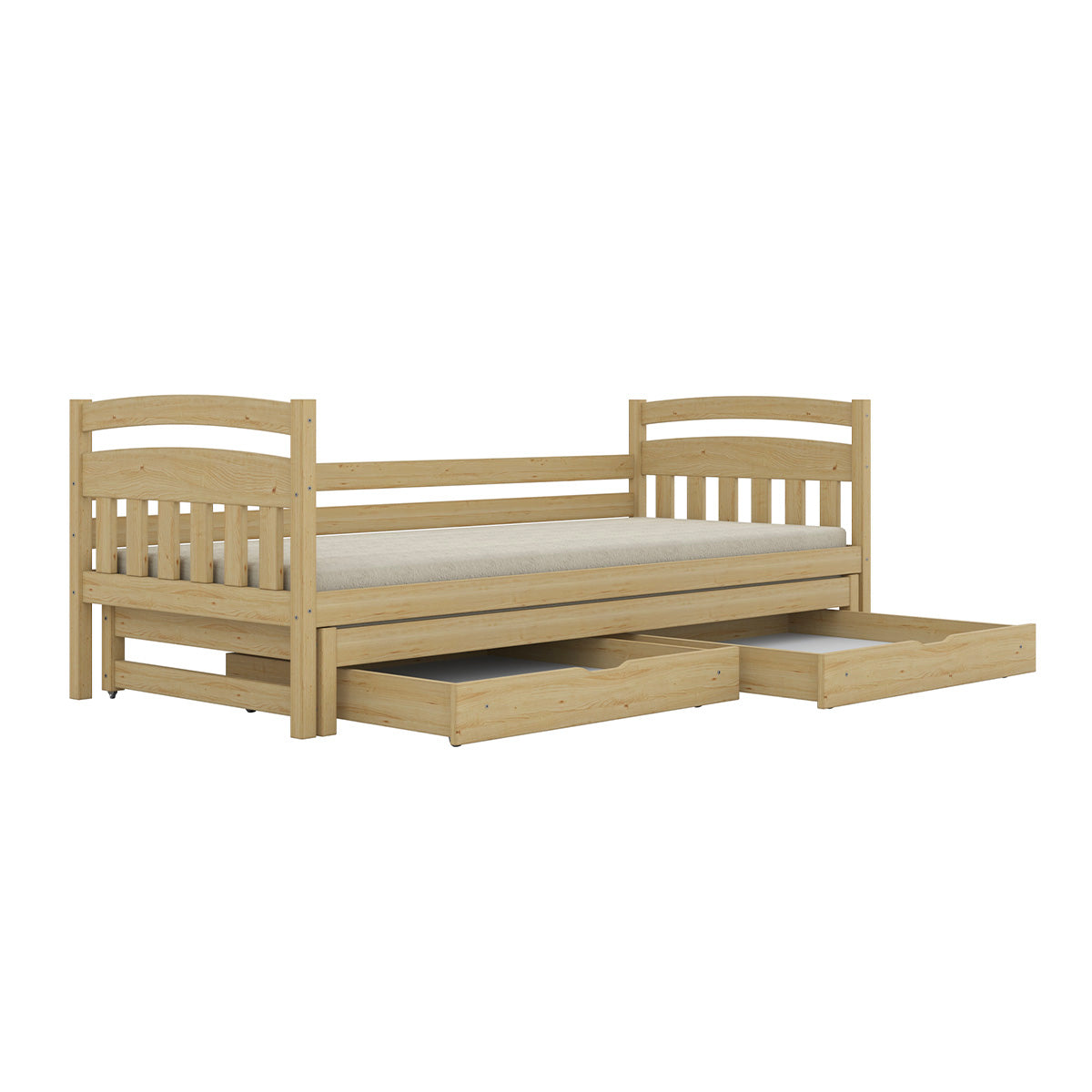 Lit gigogne 90x200 sommiers et tiroirs inclus Tosia Bois - vue 4