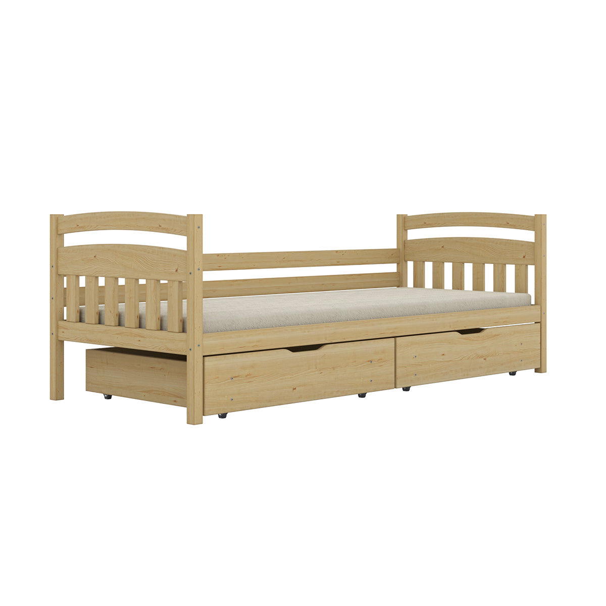 Lit 90x200 sommier et tiroirs inclus Tosia Bois - vue 2