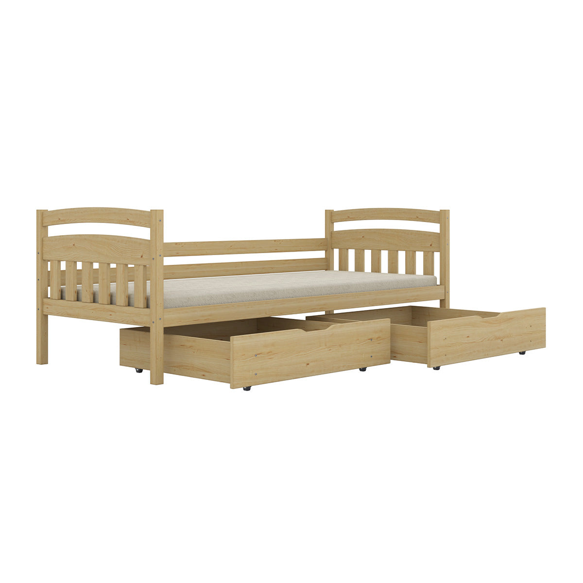 Lit 90x200 sommier et tiroirs inclus Tosia Bois - vue 4