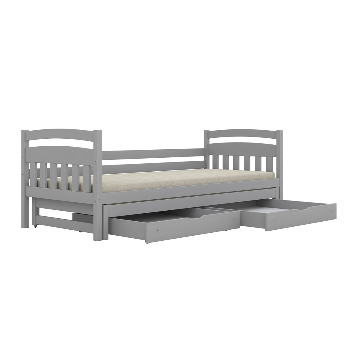 Lit gigogne 90x200 sommiers et tiroirs inclus Tosia Gris - vue 4