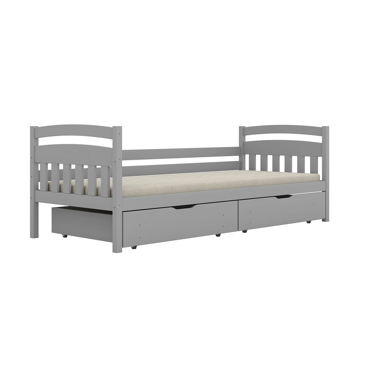 Lit 90x200 sommier et tiroirs inclus Tosia Gris - vue 2
