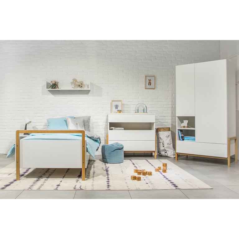 Commode 3 tiroirs 1 niche Kocot Kids Victor - Blanc et Chêne - vue 4