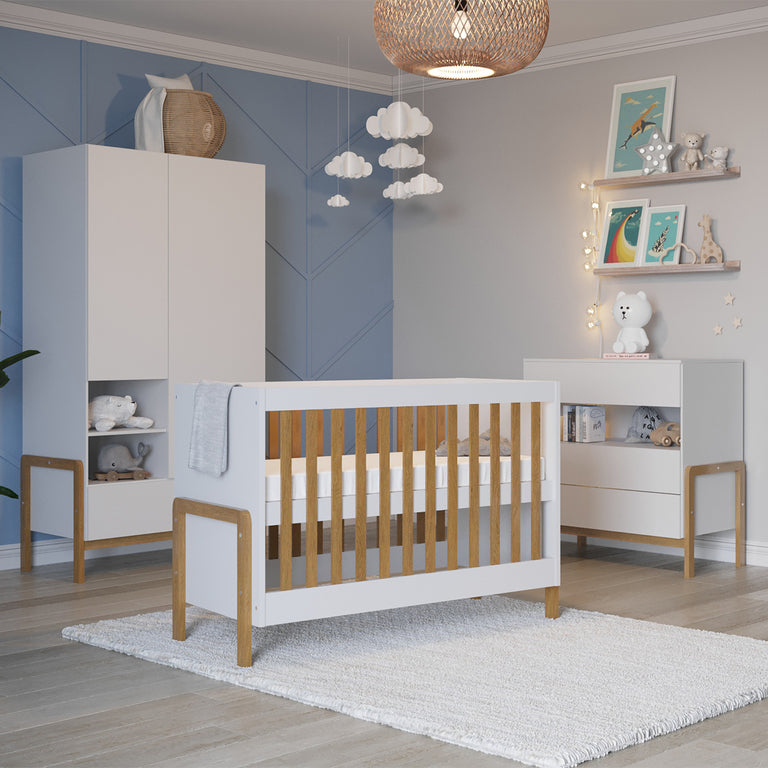 Lit bébé 60x120 Kocot Kids Victor - Blanc et Chêne - vue 3