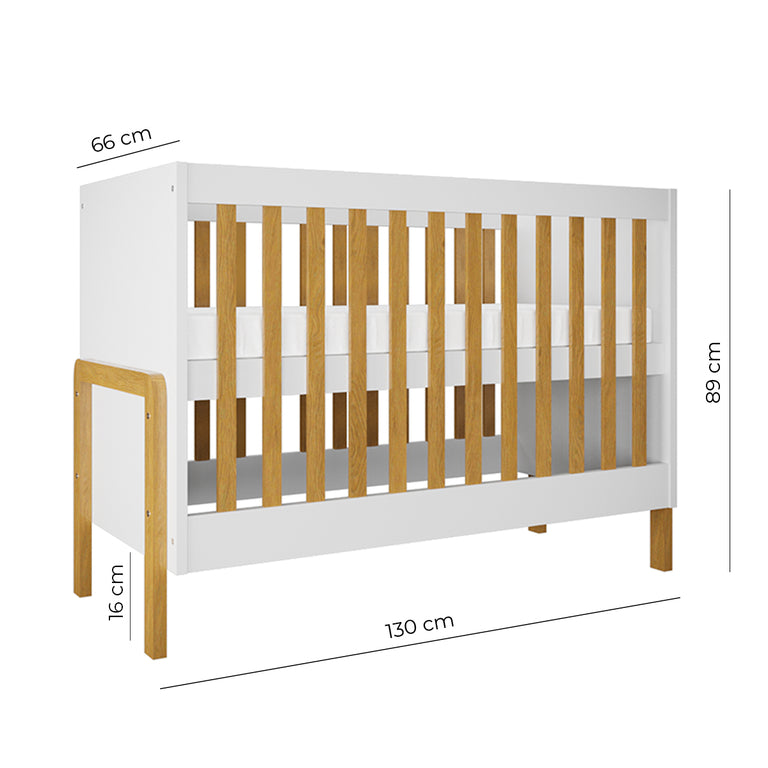 Lit bébé 60x120 Kocot Kids Victor - Blanc et Chêne - vue 2