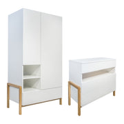 Commode 3 tiroirs et armoire 2 portes 1 tiroir Kocot Kids Victor - Blanc et Chêne