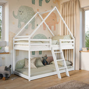 Lit cabane superposé 90x200 sommier inclus Laura Blanc