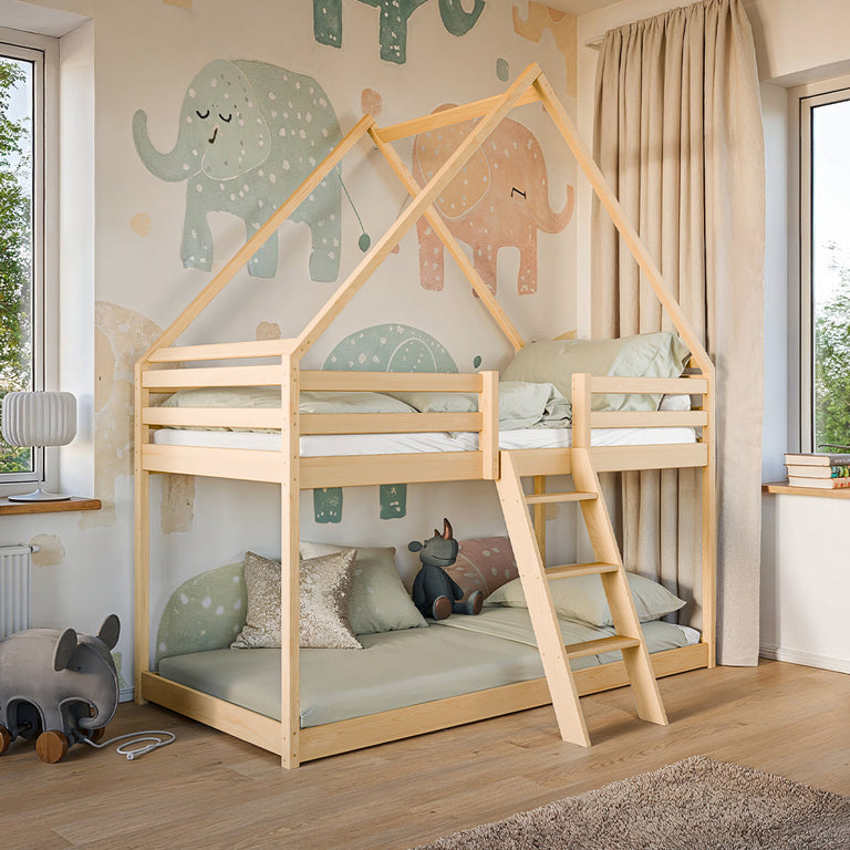 Lit cabane superposé 90x200 sommier inclus Laura Bois