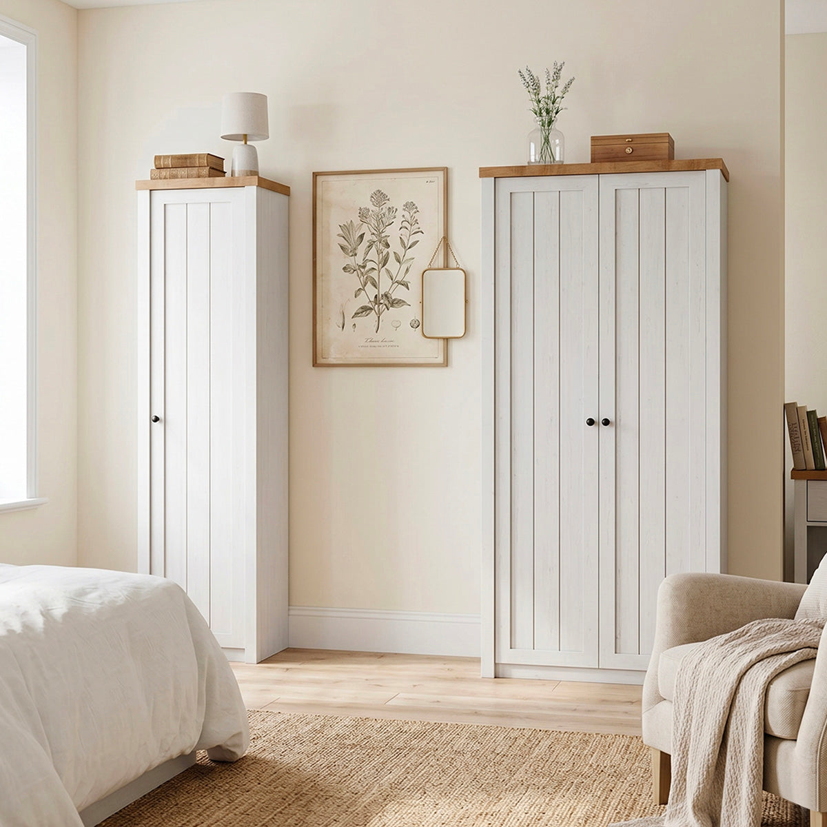 Armoire 1 porte Léandre Blanc et Bois - vue 2