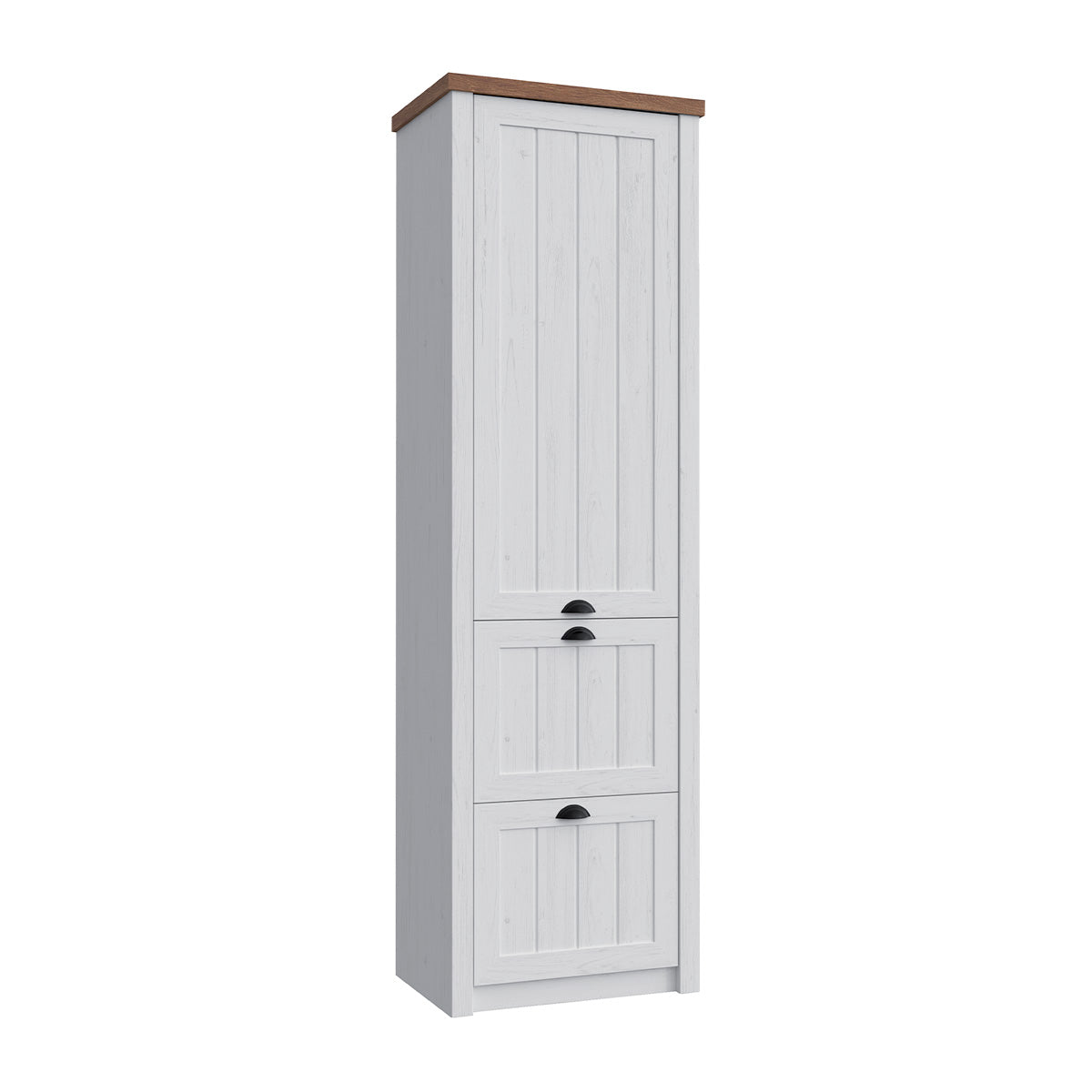 Armoire 1 porte 2 tiroirs Léandre Blanc et Bois