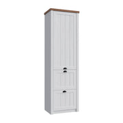 Armoire 1 porte 2 tiroirs Léandre Blanc et Bois