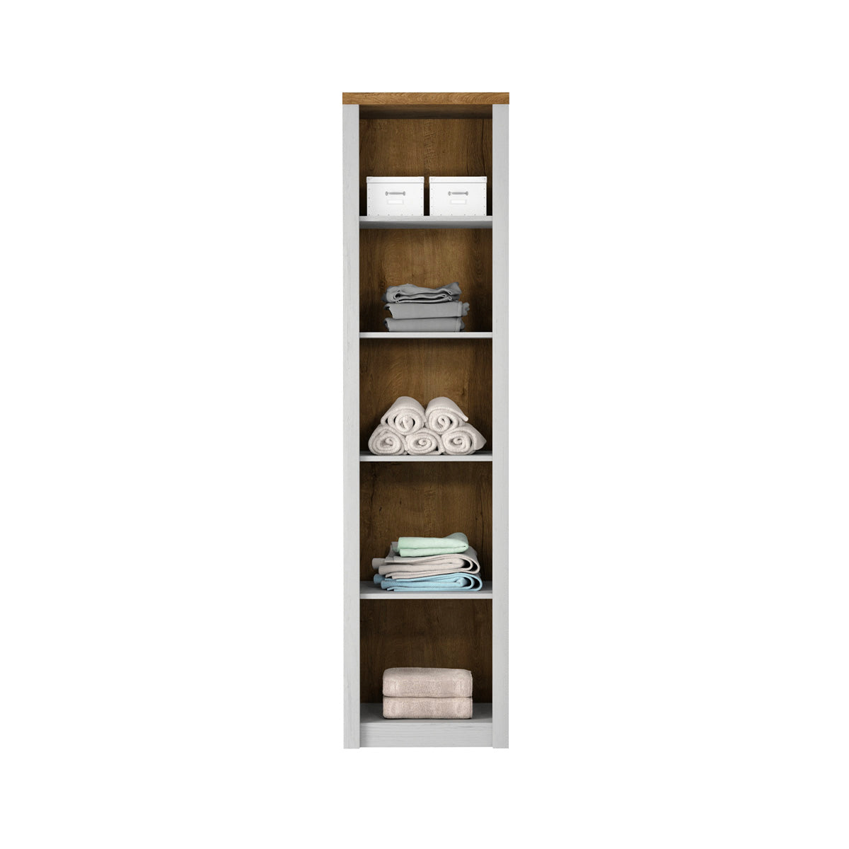 Armoire 1 porte Léandre Blanc et Bois - vue 3