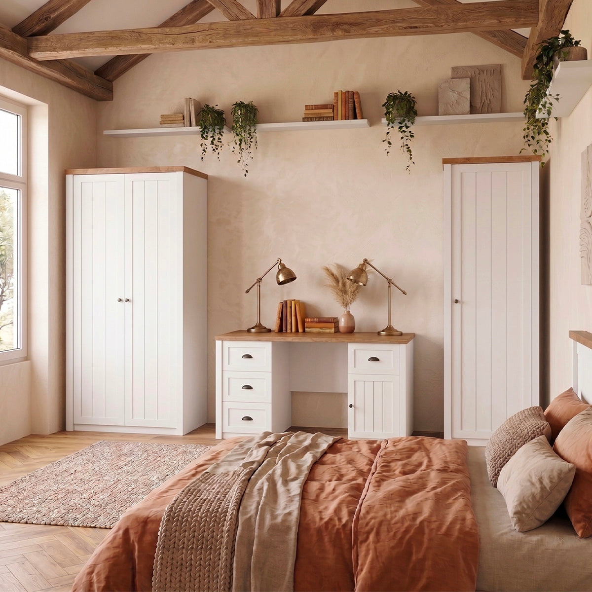 Armoire 1 porte Léandre Blanc et Bois - vue 4