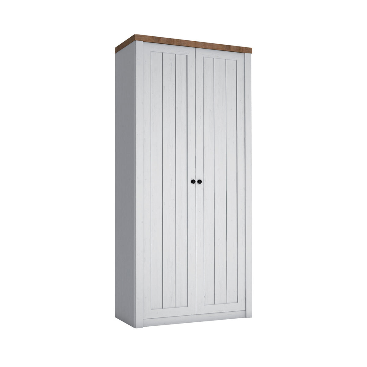 Armoire 2 portes Léandre Blanc et Bois