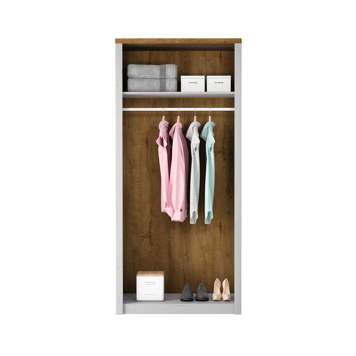 Armoire 2 portes Léandre Blanc et Bois - vue 3