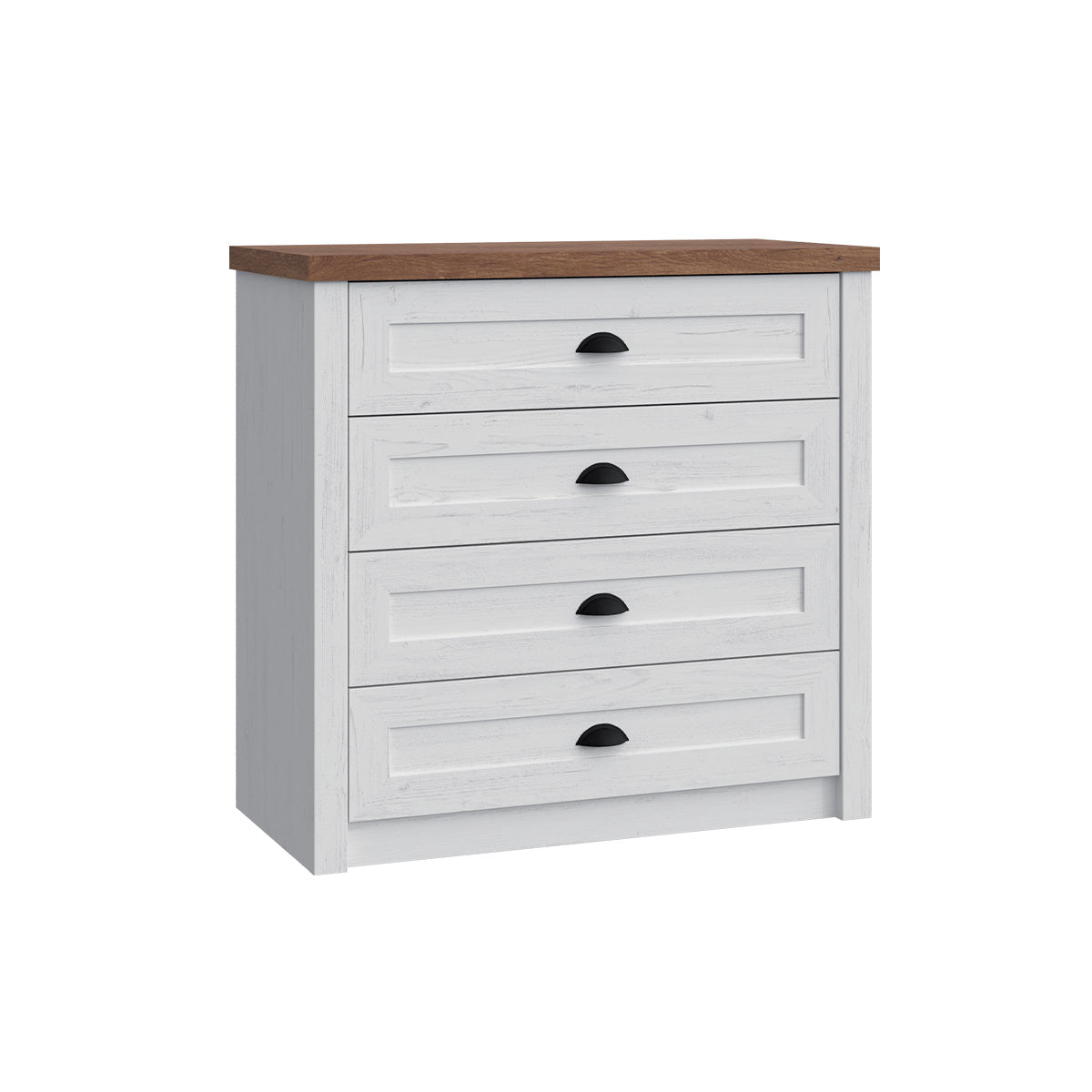 Commode 4 tiroirs Léandre Blanc et Bois