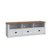 Meuble TV 3 tiroirs 158 cm Léandre Blanc et Bois