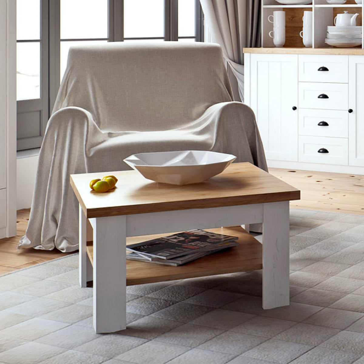 Table basse Léandre Blanc et Bois - vue 2