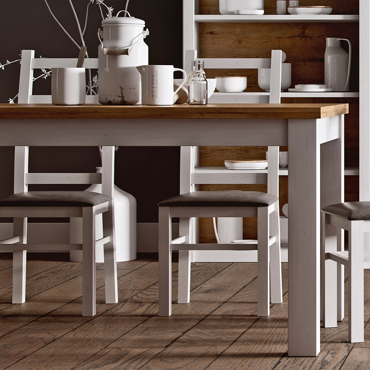 Table à manger extensible 4 à 6 places Léandre Blanc et Bois - vue 2