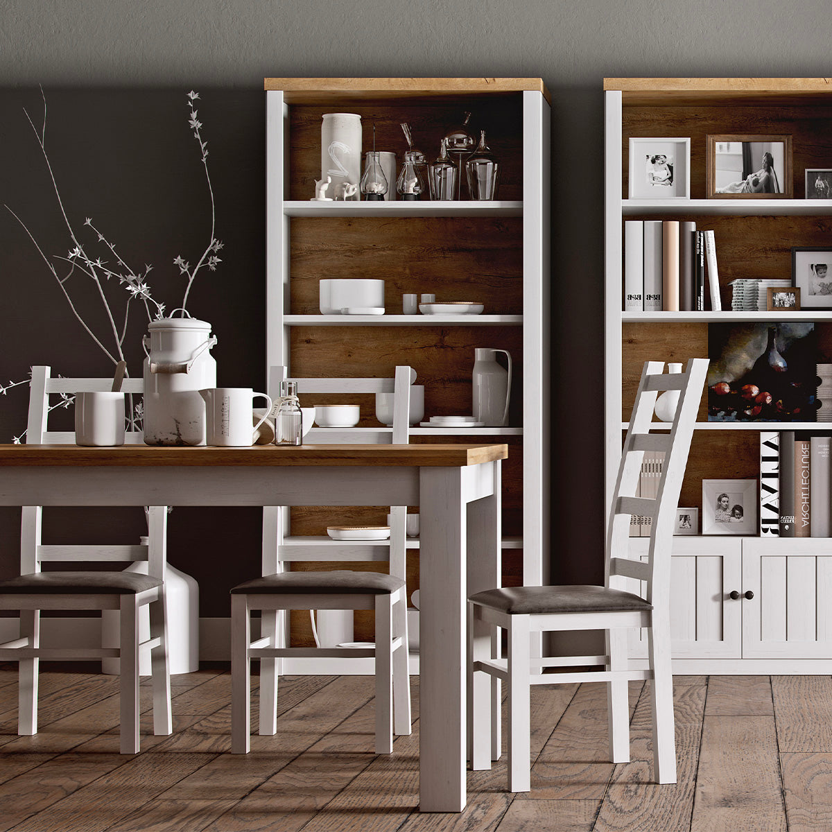 Table à manger extensible 4 à 6 places Léandre Blanc et Bois - vue 3