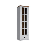 Vitrine 1 porte 1 tiroir Léandre Blanc et Bois