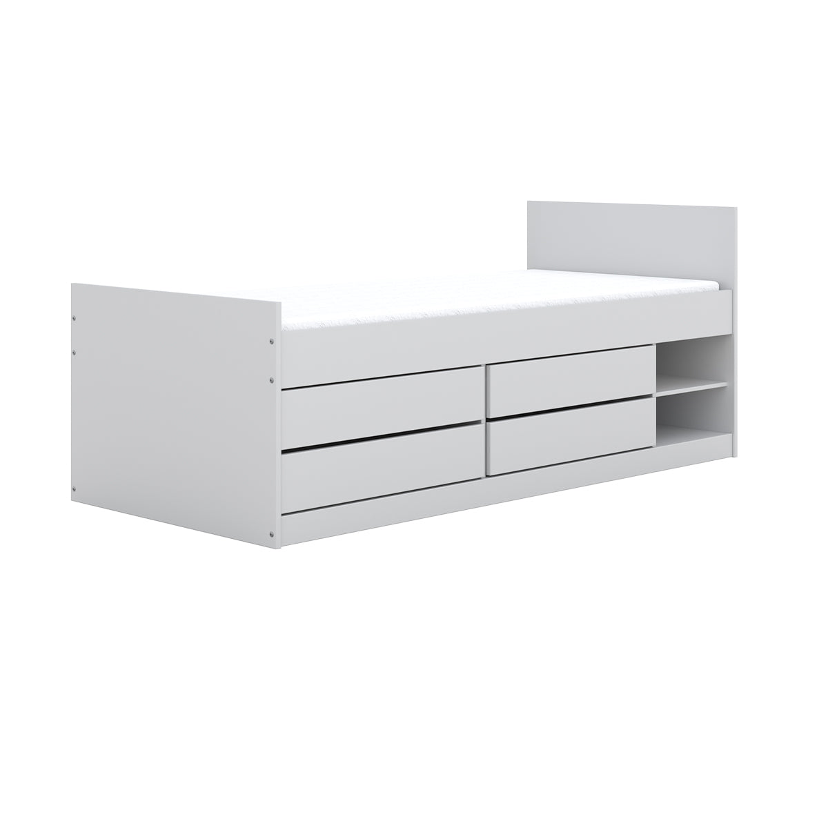 Lit 90x200 sommier matelas et tiroirs inclus Kocot Kids Léon Blanc - vue 2