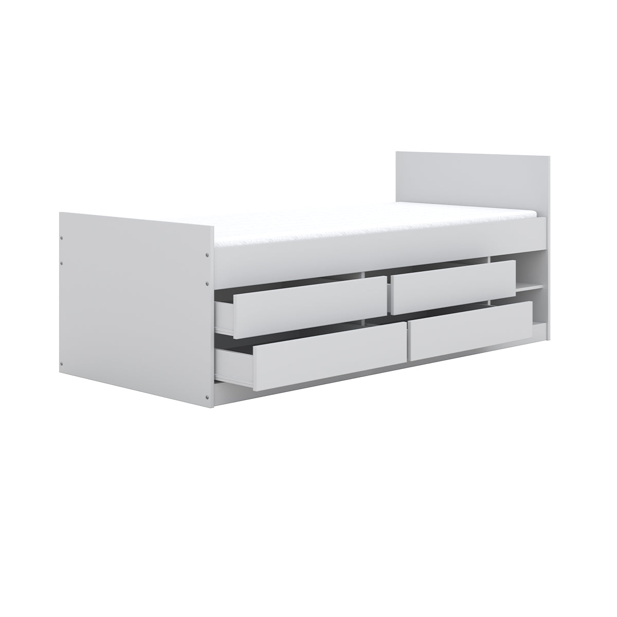 Lit 90x200 sommier matelas et tiroirs inclus Kocot Kids Léon Blanc - vue 3