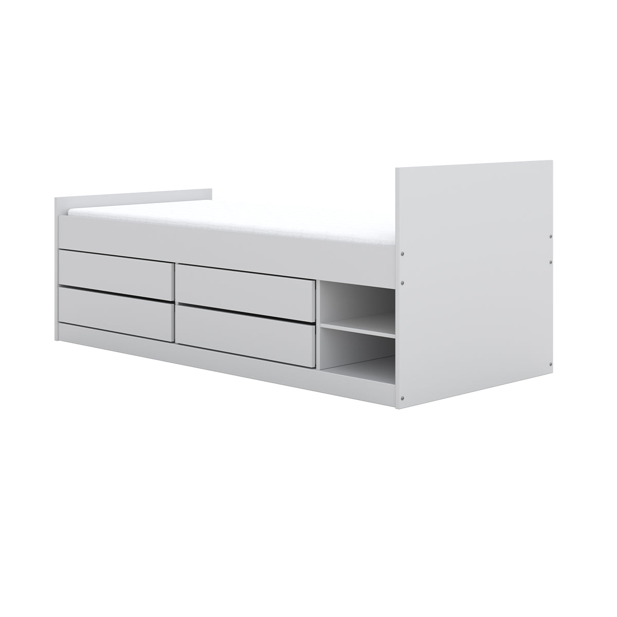 Lit 90x200 sommier matelas et tiroirs inclus Kocot Kids Léon Blanc - vue 5