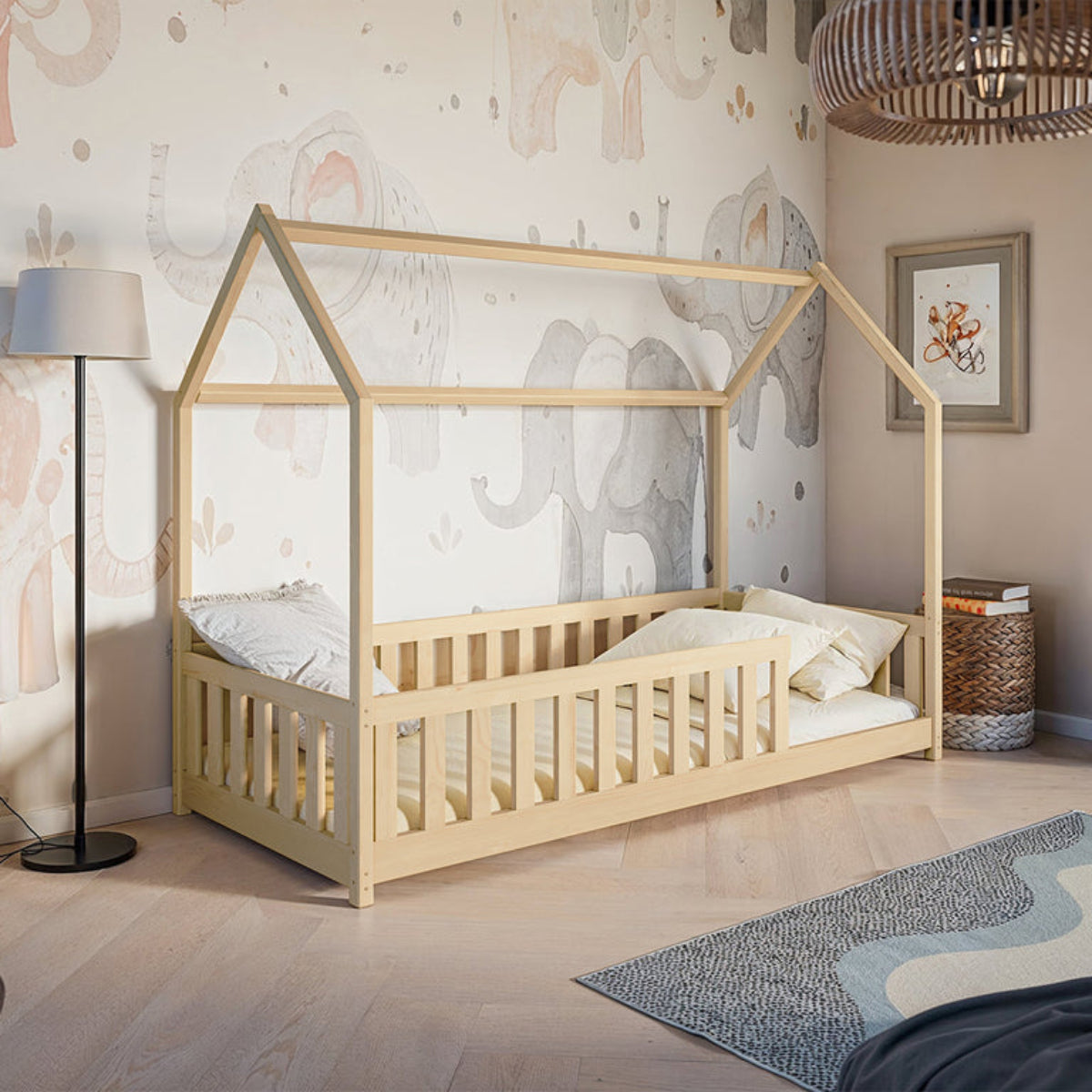 Lit cabane 90x200 sommier inclus Maya Bois