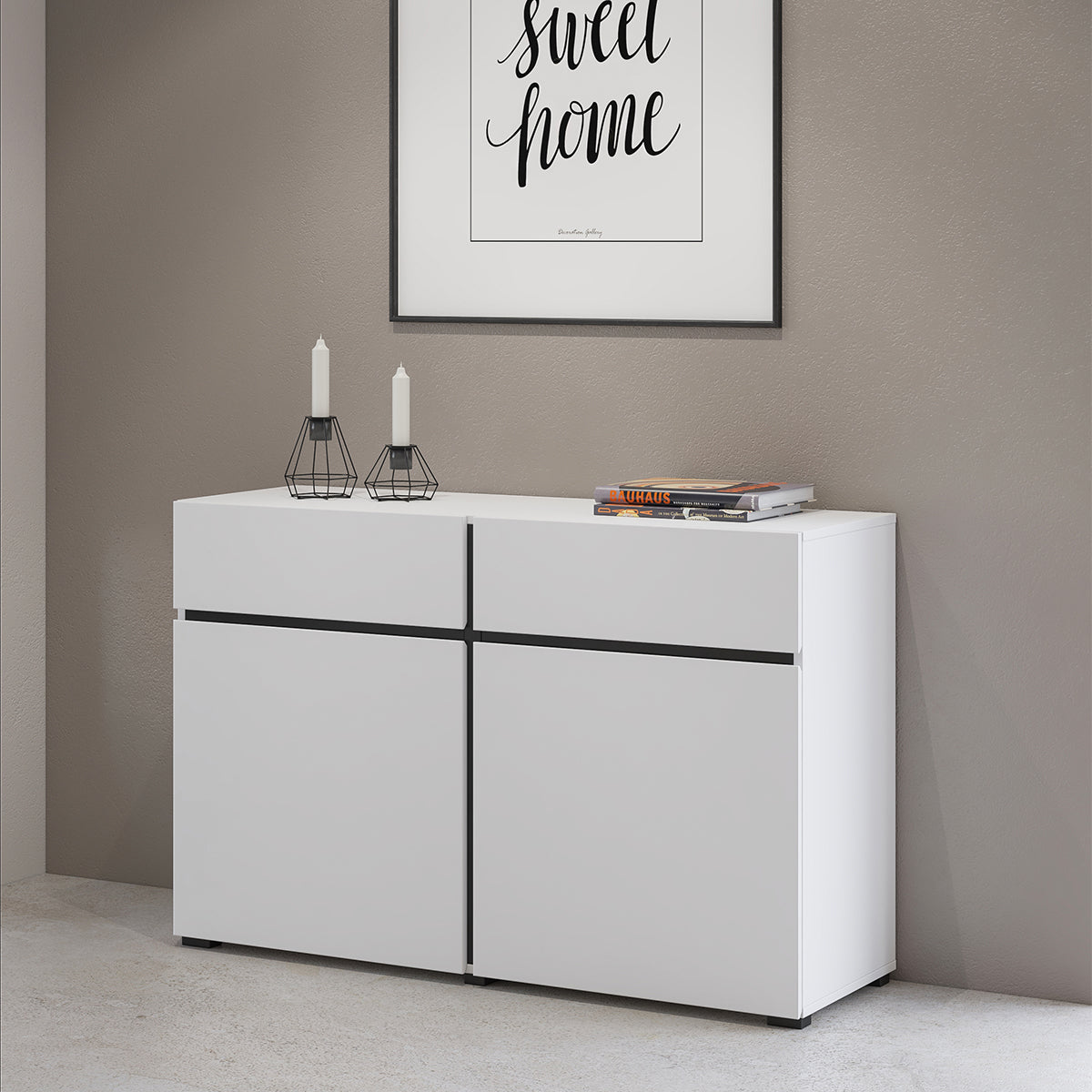 Buffet 2 portes 2 tiroirs Lilia Blanc - vue 4