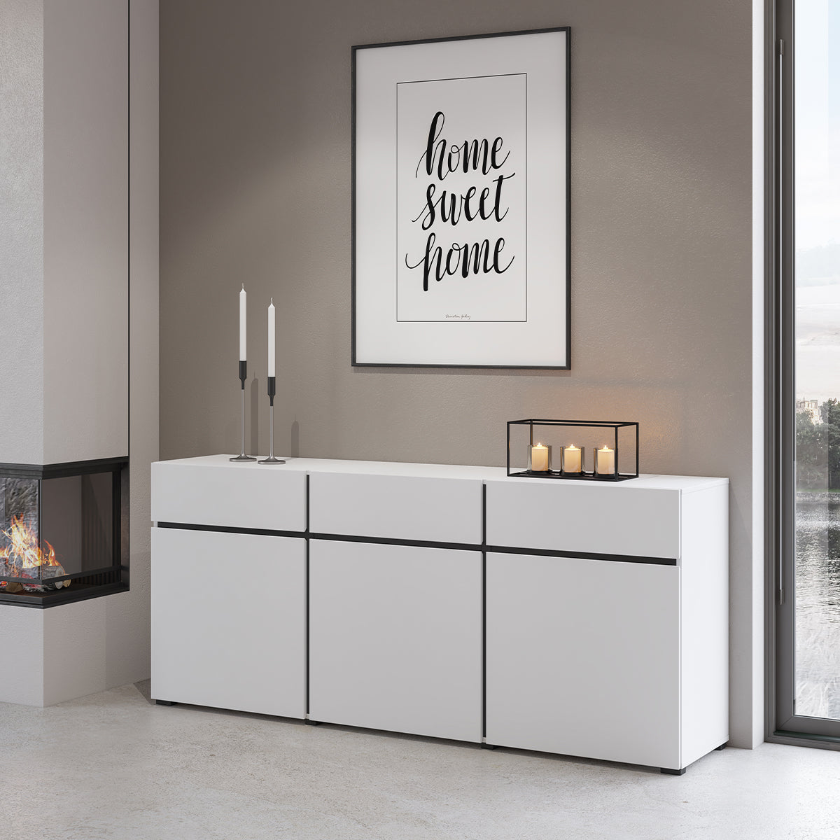 Buffet 3 portes 3 tiroirs Lilia Blanc - vue 4