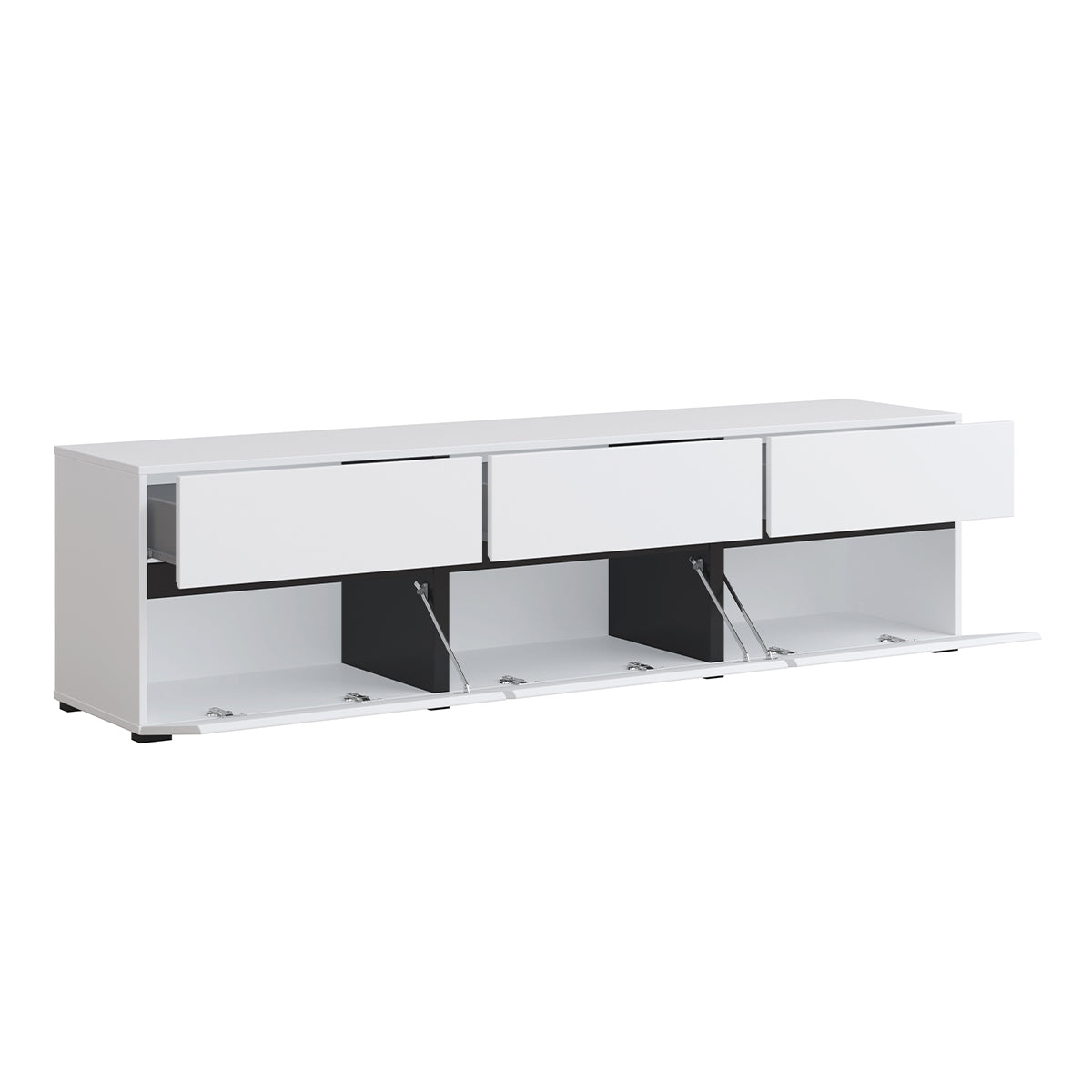 Meuble TV 3 portes 180 cm Lilia Blanc - vue 3