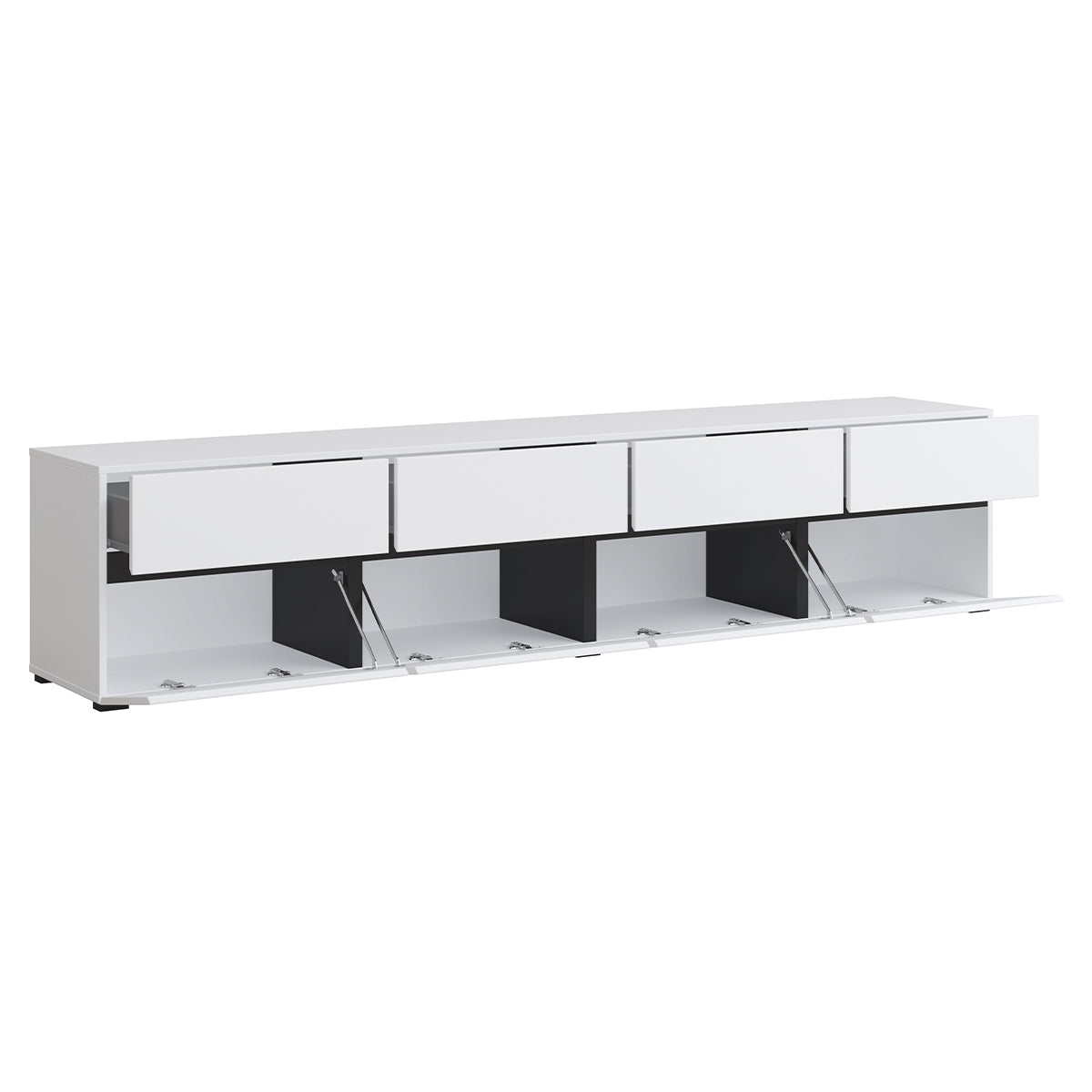 Meuble TV 4 portes 225 cm Lilia Blanc - vue 3