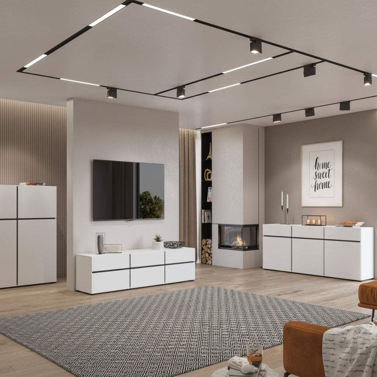 Buffet 3 portes 3 tiroirs Lilia Blanc