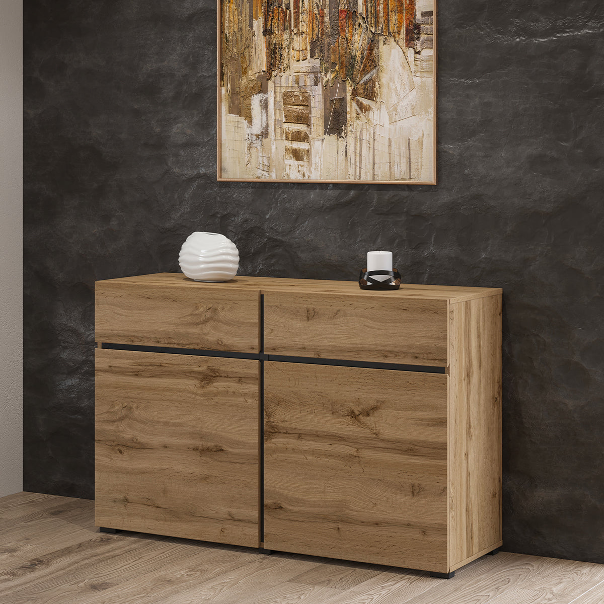 Buffet 2 portes 2 tiroirs Lilia Bois - vue 4