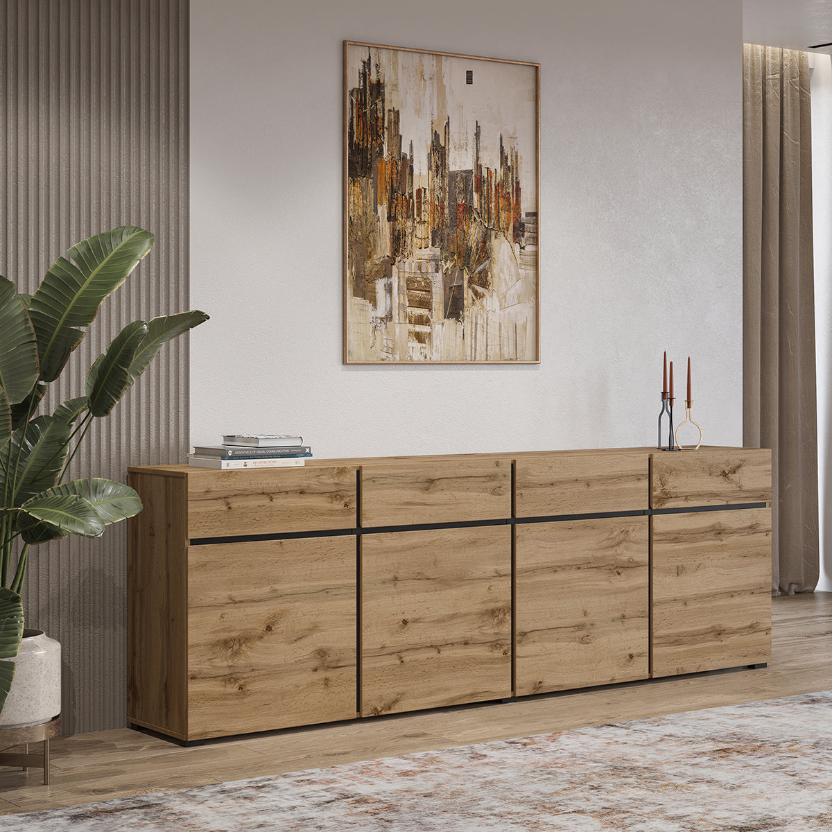 Buffet 4 portes 4 tiroirs Lilia Bois - vue 4