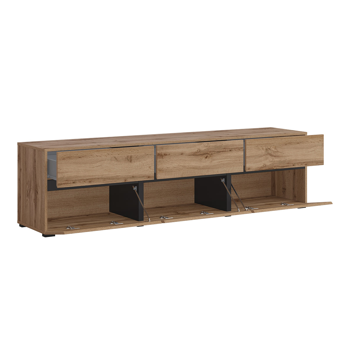 Meuble TV 3 portes 180 cm Lilia Bois - vue 3