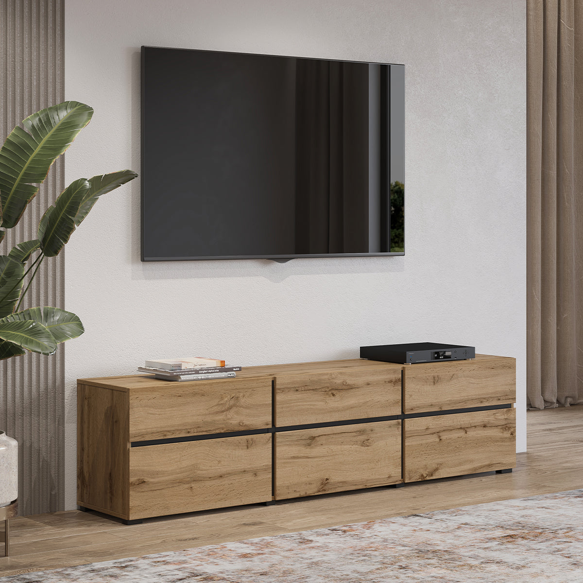 Meuble TV 3 portes 180 cm Lilia Bois - vue 4