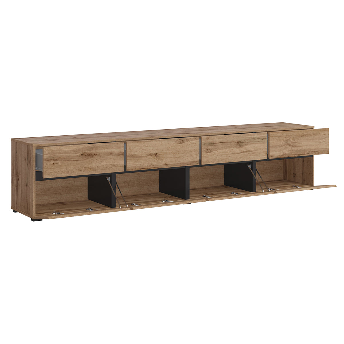 Meuble TV 4 portes 225 cm Lilia Bois - vue 3