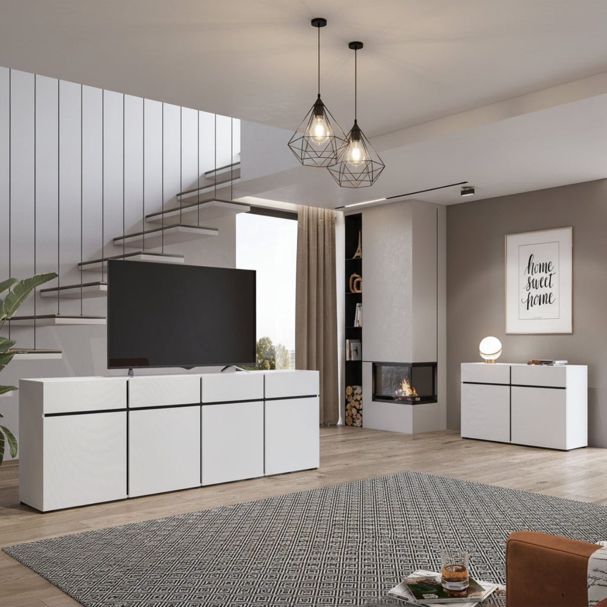 Buffet 4 portes 4 tiroirs Lilia Blanc