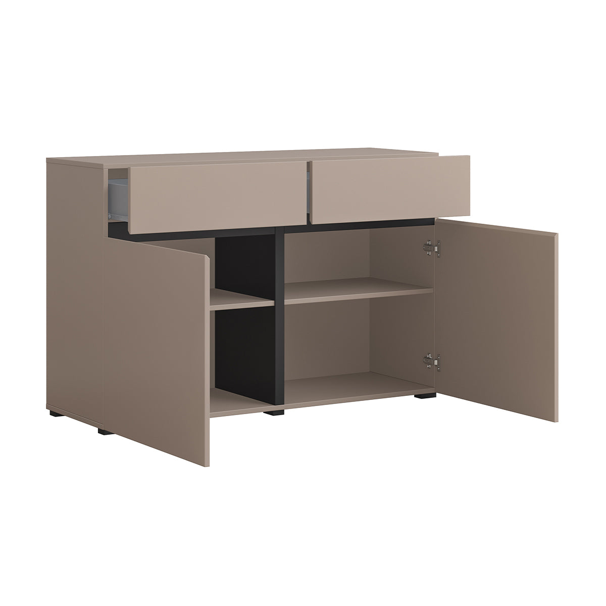 Buffet 2 portes 2 tiroirs Lilia Taupe - vue 3