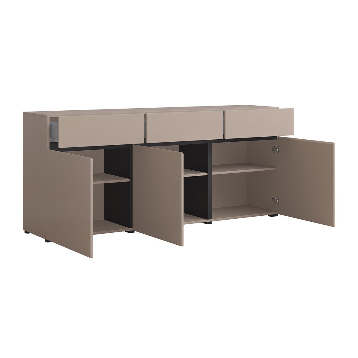 Buffet 3 portes 3 tiroirs Lilia Taupe - vue 3