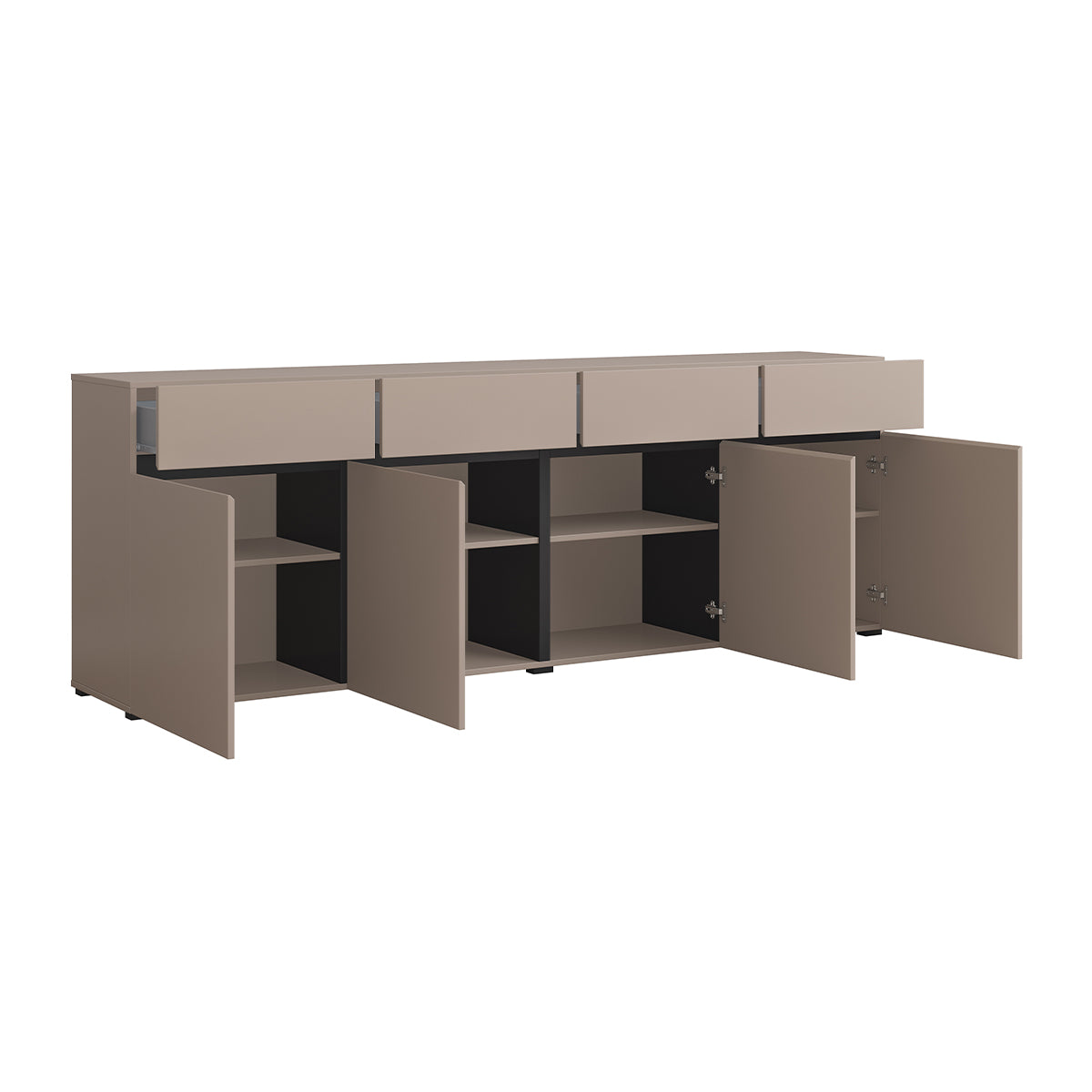 Buffet 4 portes 4 tiroirs Lilia Taupe - vue 3