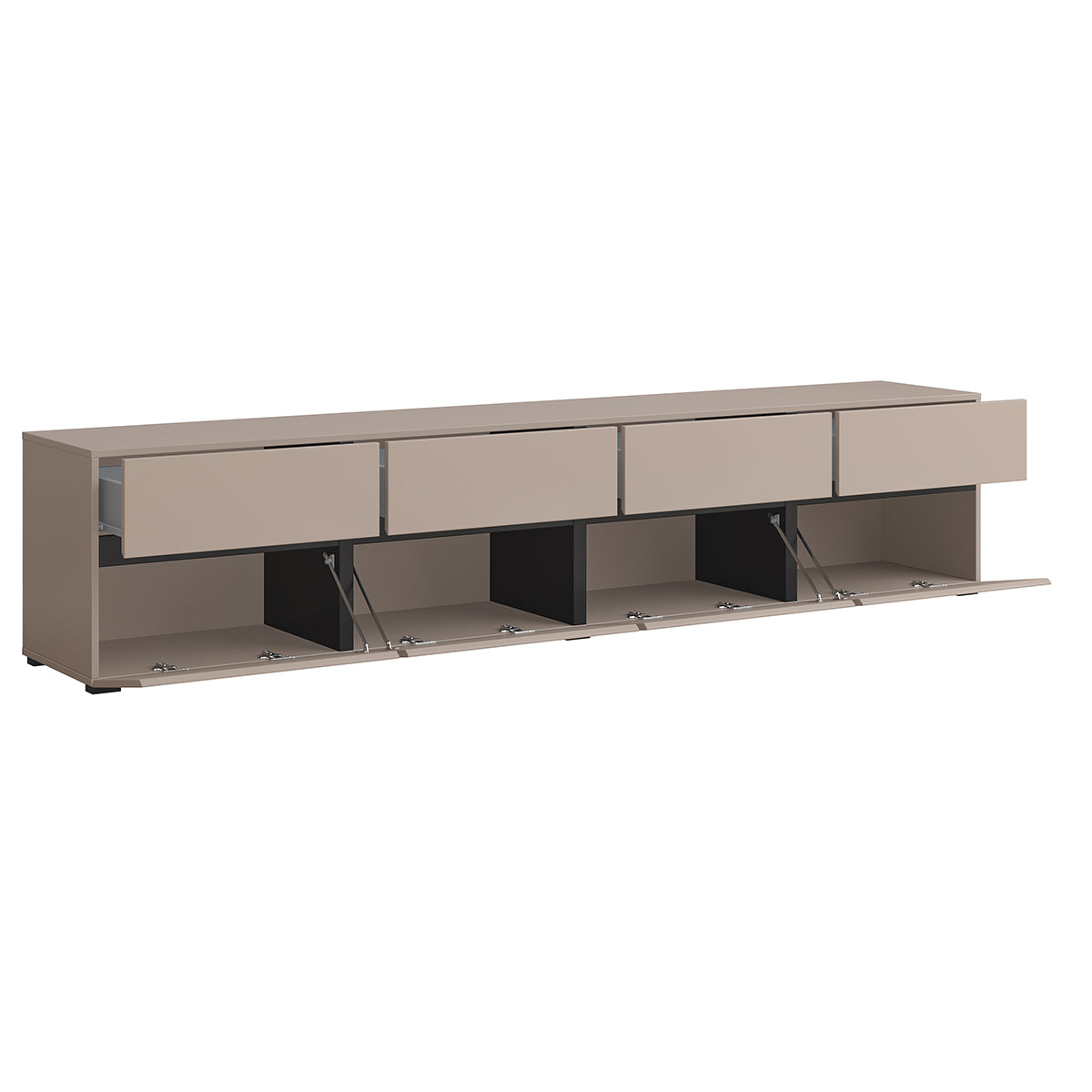 Meuble TV 4 portes 225 cm Lilia Taupe - vue 3
