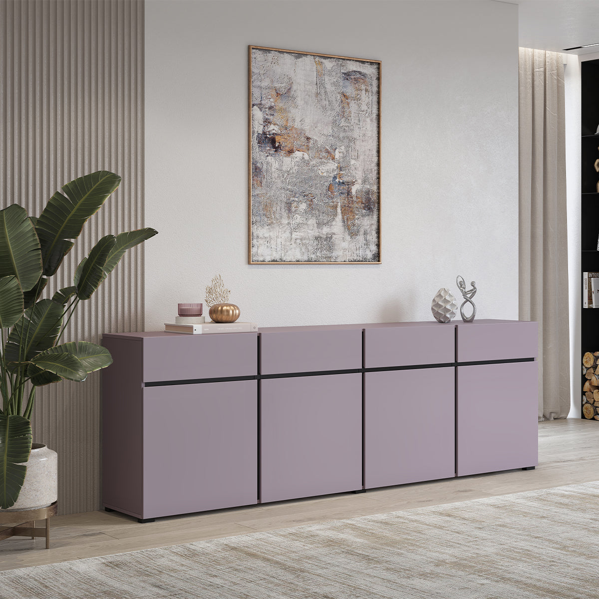 Buffet 4 portes 4 tiroirs Lilia Violet - vue 4