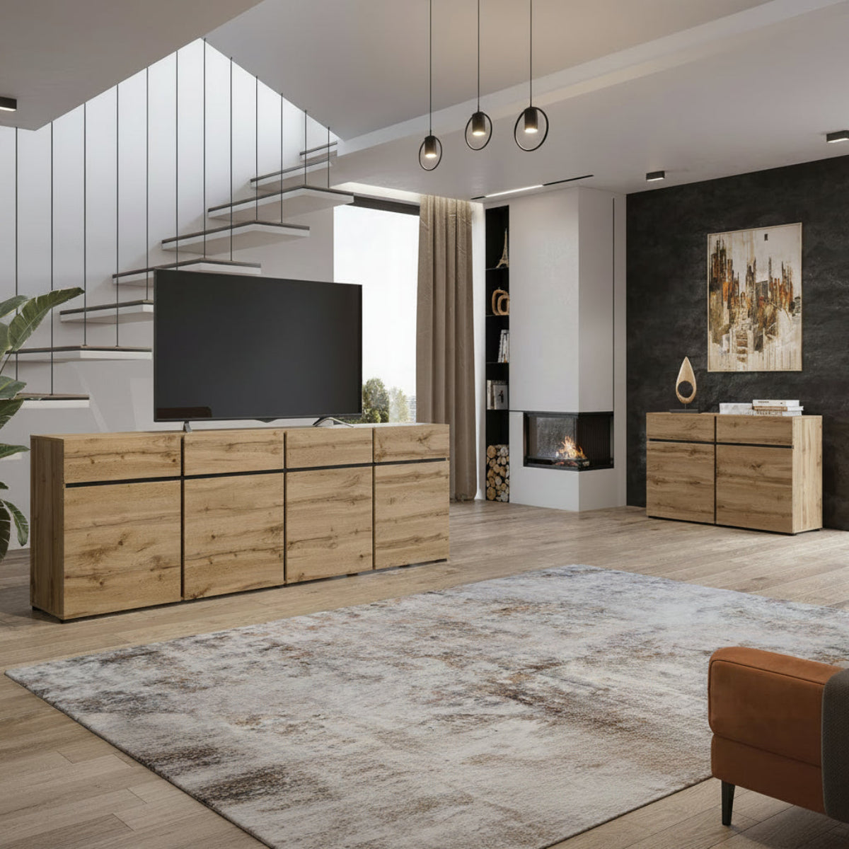 Buffet 4 portes 4 tiroirs Lilia Bois
