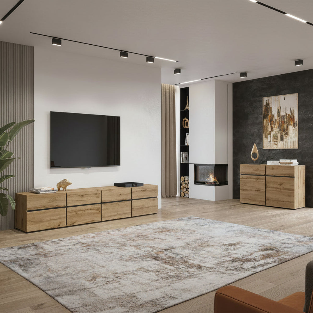 Buffet 2 portes 2 tiroirs Lilia Bois