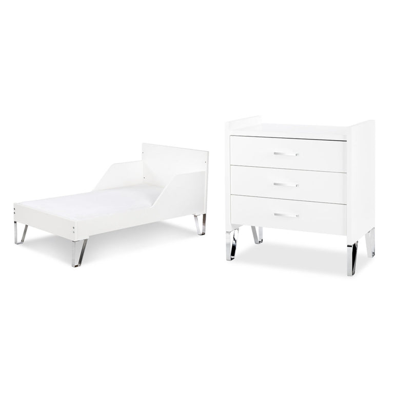 Lit bébé évolutif et Commode à langer LittleSky by Klups Blanka - Blanc
